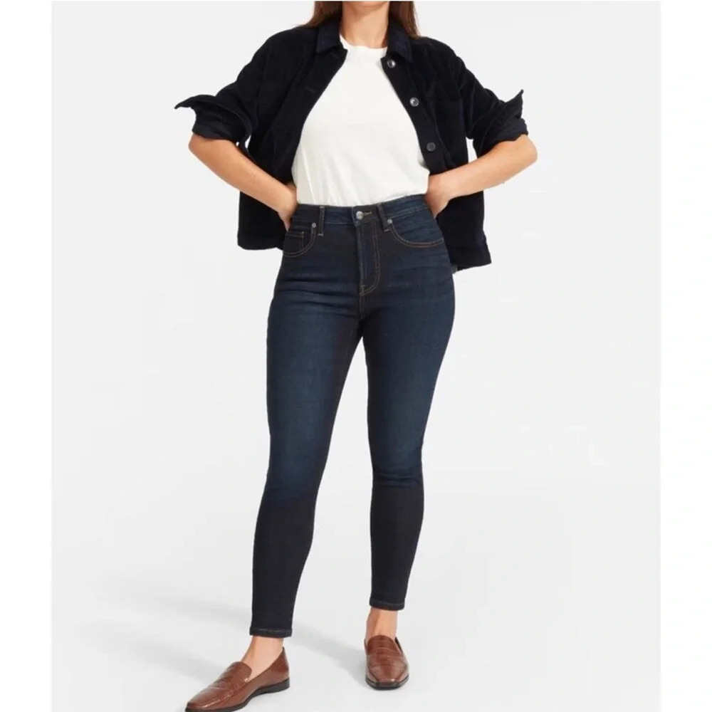 EVERLANE The Curvy‎ Authentic Stretch High-Rise Skinny Jeans in Dark Wash Sz 25